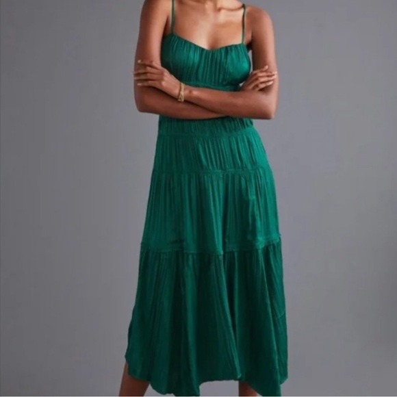 Anthropologie Green Midi Dress - Picture 1 of 9
